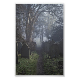 Haworth Churchyard i Mist 4x6 Print Fototryck
