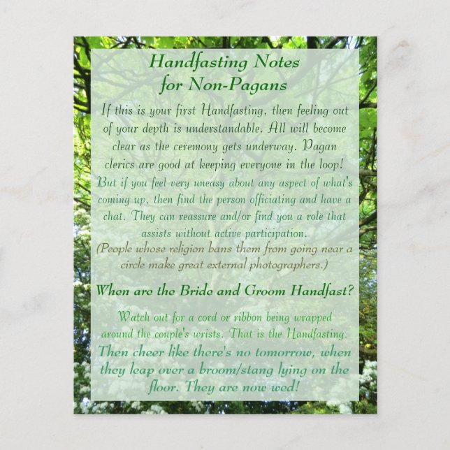 Hawthorn & Oak Handfasteprogram med anteckningar (Framsida)