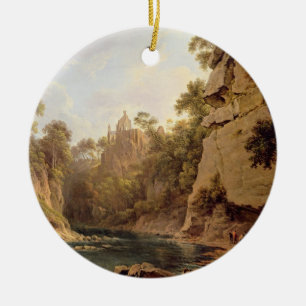 Hawthornden slott, nära Edinburgh, c.1820-22 (olj Julgransprydnad Keramik