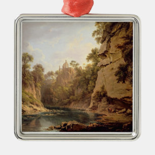 Hawthornden slott, nära Edinburgh, c.1820-22 (olj Julgransprydnad Metall