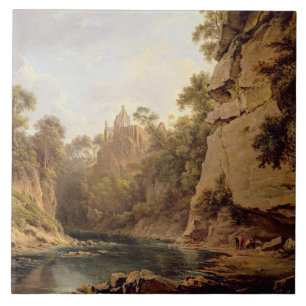 Hawthornden slott, nära Edinburgh, c.1820-22 (olj Kakelplatta