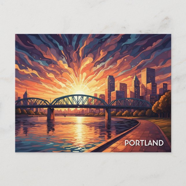 Hawthorne Bridge Portland Oregon Vykort (Framsida)