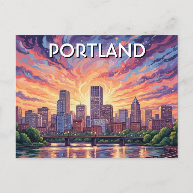 Hawthorne Bridge Portland Oregon Vykort (Framsida)