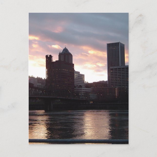Hawthorne Bridge Portland Skyline Vykort (Framsida)