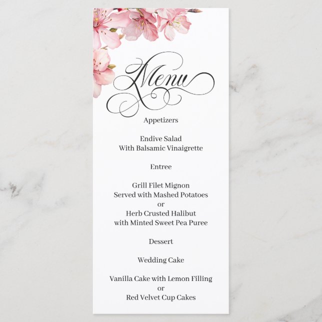 Hawthorne Calligraphy Black and White Menu Meny (Framsida)