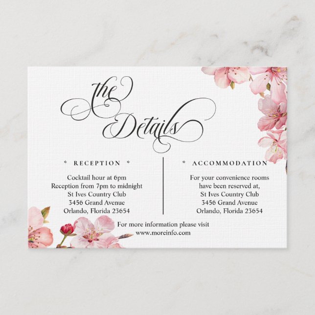 Hawthorne Calligraphy Details Enclosure Card Tilläggskort (Framsida)