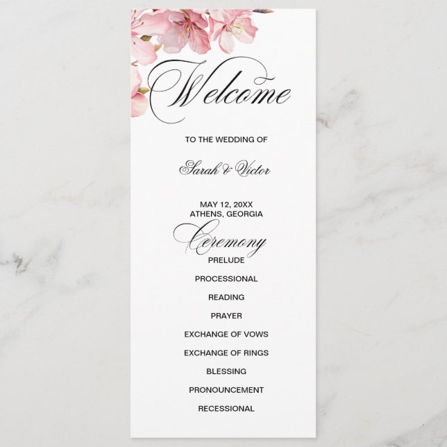 Hawthorne Calligraphy dubbelsidigt programkort  Program (Framsida)
