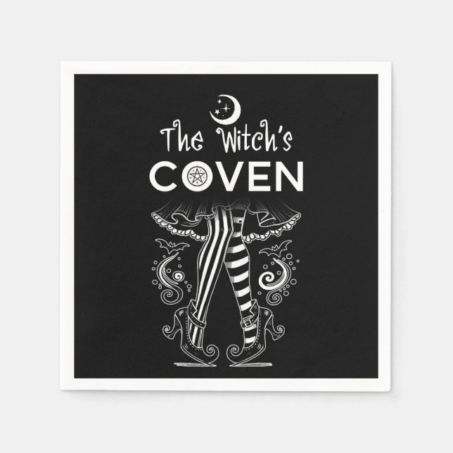 Häx covens häxben Svart Vitt Halloween  Pappersservett (Framsidan)