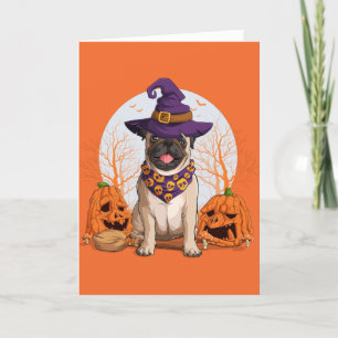 Häx Pug Halloween Helgkort
