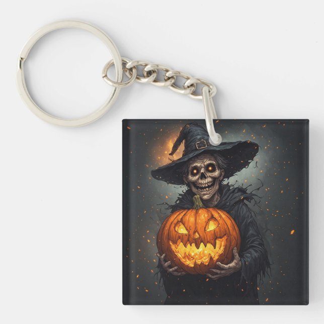 Häx Skelett Med Lysande Pumpa Halloween 🎃 (Framsidan)