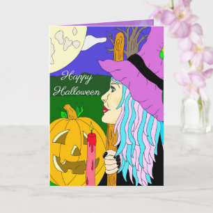 Häx-tema Halloween Kort