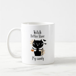Häxa bättre ha min godis Rolig Halloween-katt  Kaffemugg