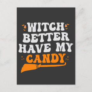 Häxa borde ha min godis rolig Halloween-present Vykort
