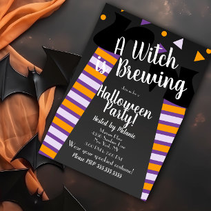Häxa Brygger Ben Halloweenfest Födelsedag Inbjudningar