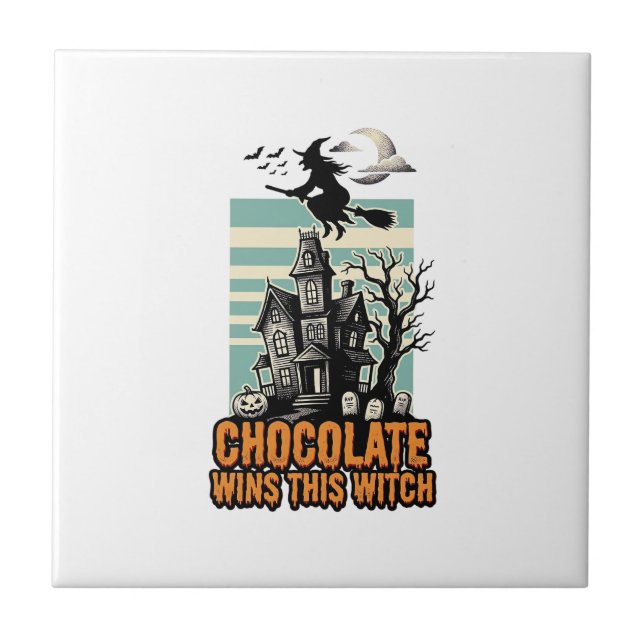 Häxa Choklad Tröja Söt Halloween Godis Design Kakelplatta (Framsidan)