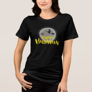 Häxa flygande över fullmåne Gott Halloween T Shirt
