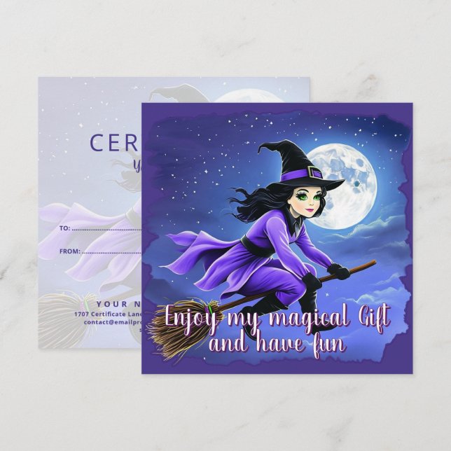 Häxa flygande på kvast - Wicca Halloween 1 (Fram/baksida)