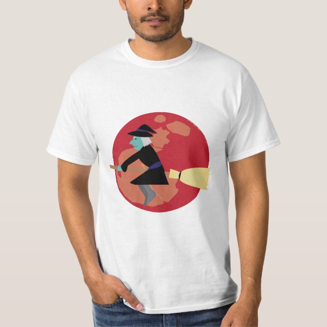 Häxa flygande på natten t shirt (Framsida)