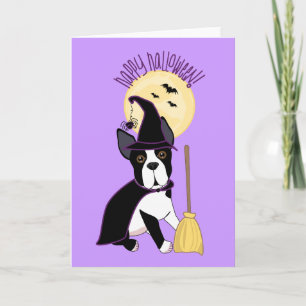 Häxa för happy halloweenBoston Terrier Kort