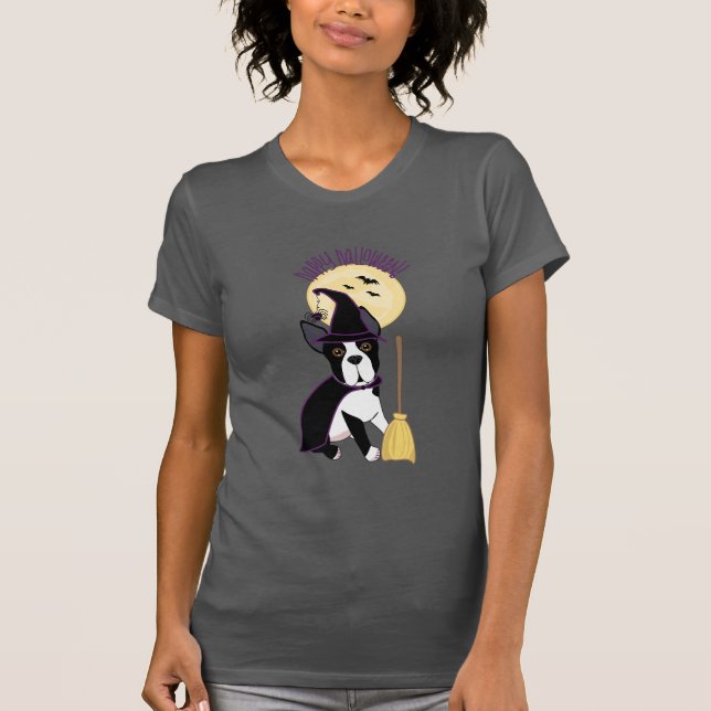 Häxa för happy halloweenBoston Terrier Tee Shirt (Framsida)