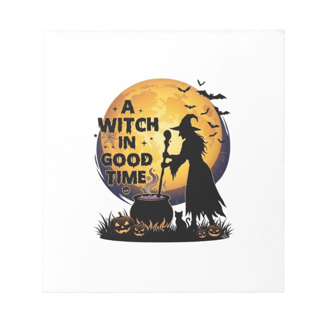 Häxa Gott Tid Halloween Månad Kittel_1 Anteckningsblock (Framsida)