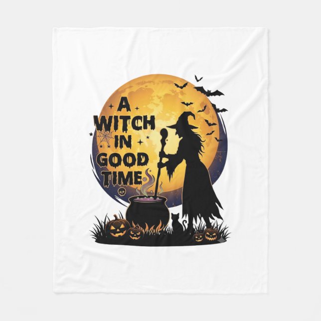 Häxa Gott Tid Halloween Månad Kittel_1 Fleecefilt (Framsidan)
