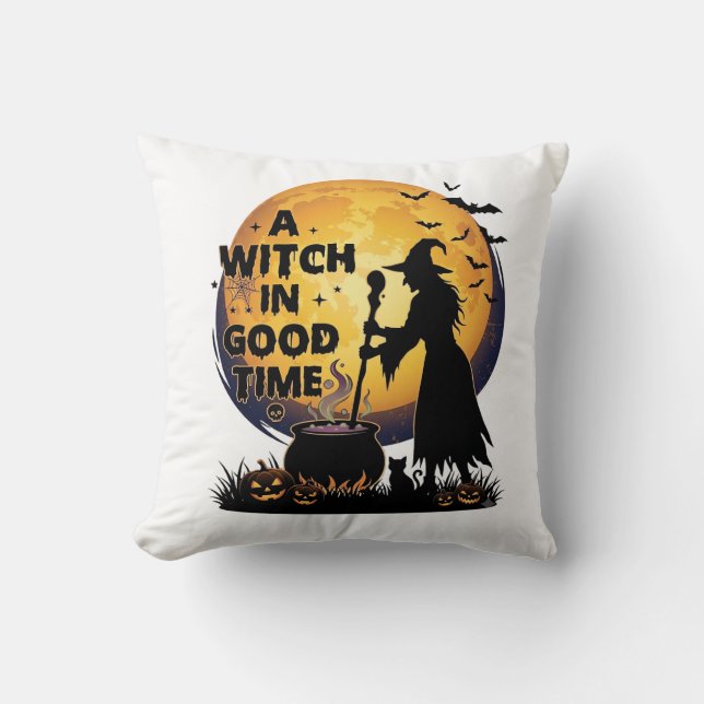 Häxa Gott Tid Halloween Månad Kittel_1 Kudde (Framsida)