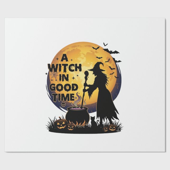Häxa Gott Tid Halloween Månad Kittel_1 Presentpapper (Platt)