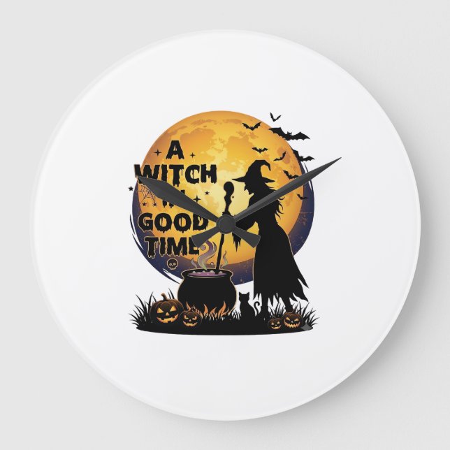 Häxa Gott Tid Halloween Månad Kittel_1 Stor Klocka (Framsida)