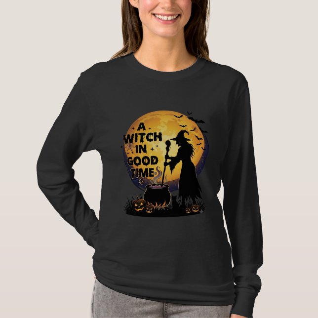 Häxa Gott Tid Halloween Månad Kittel_1 T Shirt (Framsida)