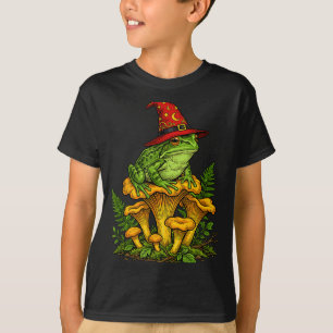Häxa groda sittande på svamp halloween magi t shirt
