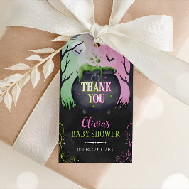 Häxa Halloween Baby Shower Favor Rosa Presentetike Presentetikett