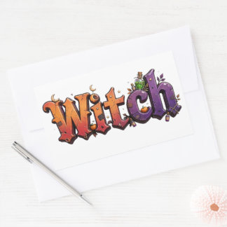Häxa Halloween-typografi dekal Vintage-gotisk Rektangulärt Klistermärke