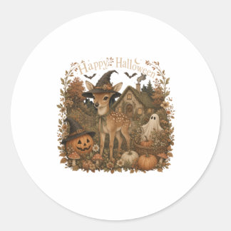 Häxa Hatt Fawn Glad Halloween Cottagecore Runt Klistermärke