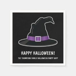 Häxa hatt med lila detaljer Glad Halloween Pappersservett