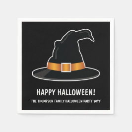Häxa Hatt Och Orange Häxa Hatt Svart Halloween Pappersservett