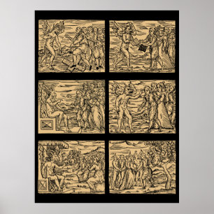 Häxa Hexaptych efter Guazzo 30x40 Poster