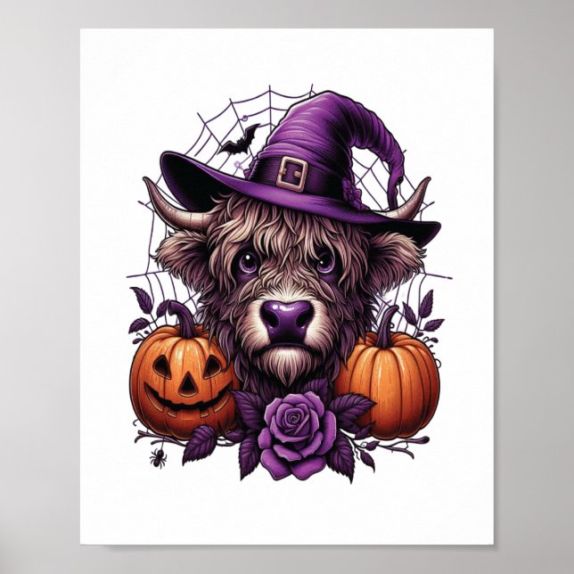 Häxa Highland Halloween Ko Poster (Framsidan)