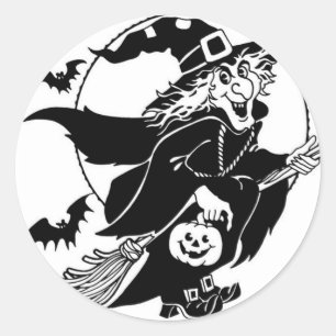 Häxa i flyg - Halloween klistermärke