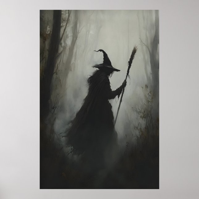 Häxa i skogen utskrivbar förtrollad gotisk poster (Framsidan)