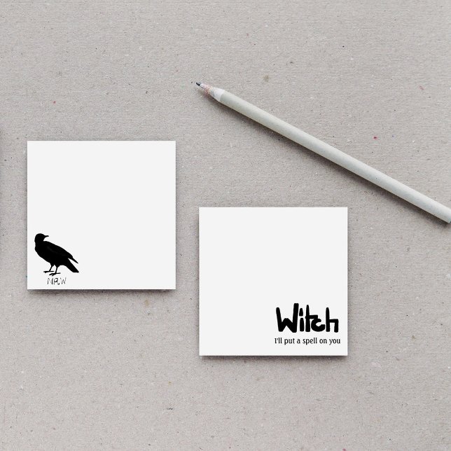 Häxa i svart bläck med handritad text som säger post-it block (Skapare uppladdad)
