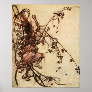 Häxa intrasslad i törnar av Arthur Rackham Poster