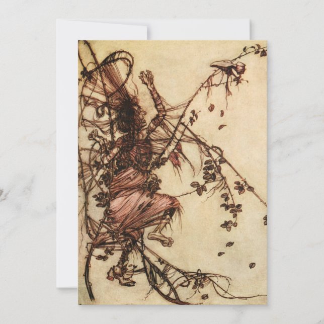 Häxa intrasslad i törnen av Arthur Rackham Inbjudningar (Framsida)