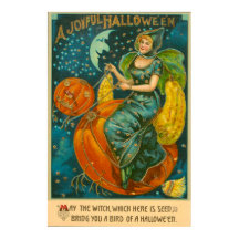 Häxa Jack O Lantern Fågel Pumpa Halvmåne