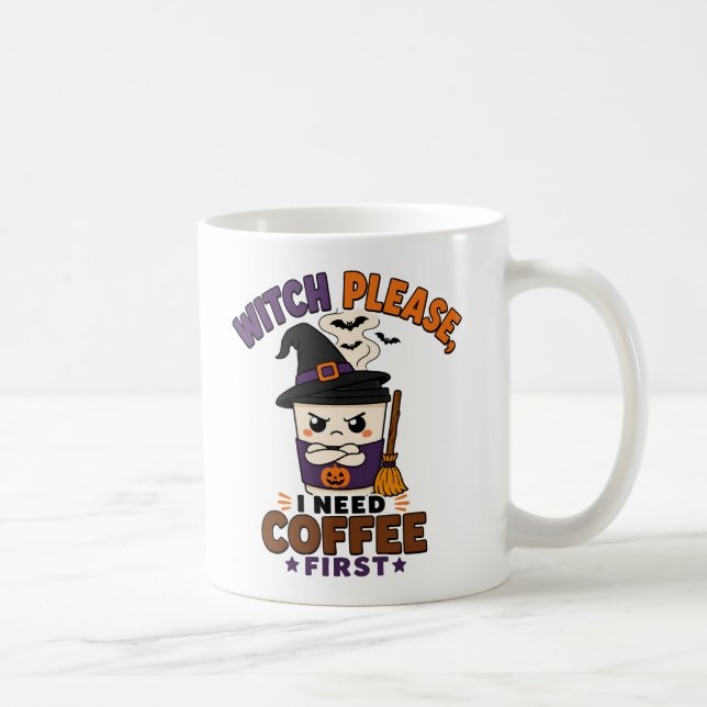 Häxa, jag behöver kaffe först Halloween-present Kaffemugg (Höger)