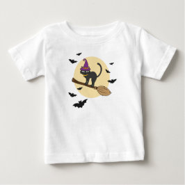 Häxa Katt på Kvast Ungdoms T-Shirt, Halloween Svar T Shirt