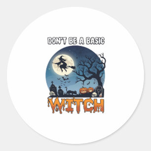 Häxa Komma Inte Vara Grundläggande Halloween Månne Runt Klistermärke