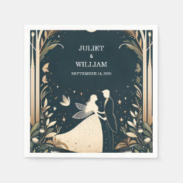 Häxa Magisk Dröm Mystiska Stjärnor Måne Bröllop Pappersservett