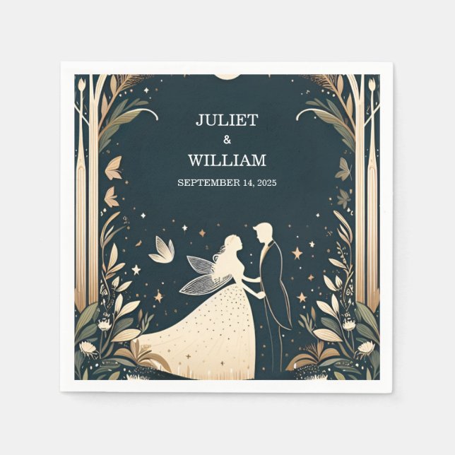 Häxa Magisk Dröm Mystiska Stjärnor Måne Bröllop Pappersservett (Framsidan)