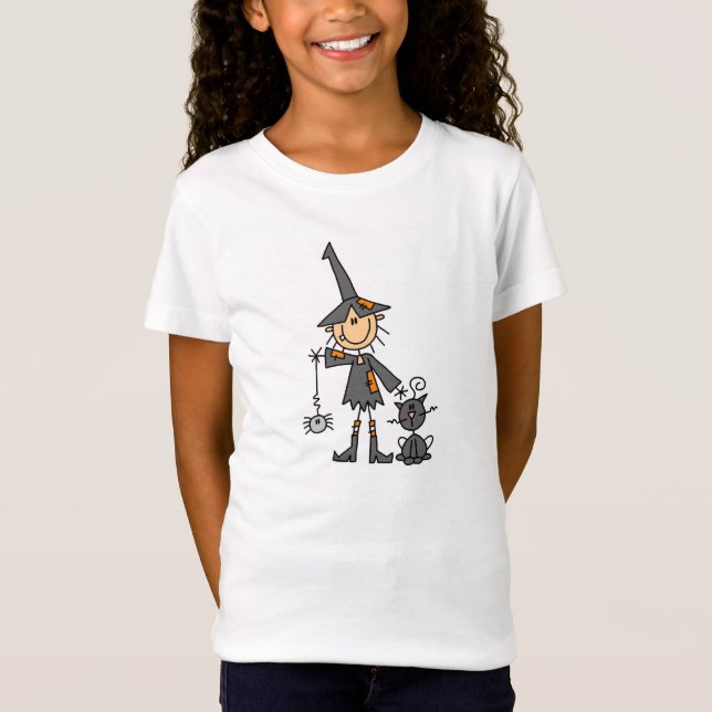 Häxa med den svart katten t-shirt (Framsida)